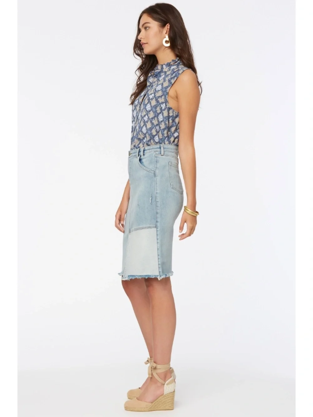 NEW NYDJ Denim Skirt Destructed Radiance 12
